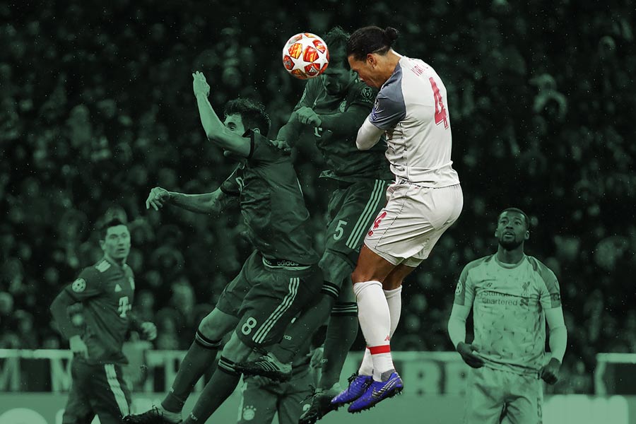 Virgil van Dijk scores for Liverpool v Bayern Munich
